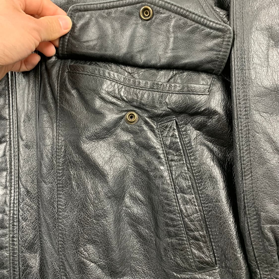 90's hedell 빈티지 양가죽 봄버 자켓 블랙  상품이미지4