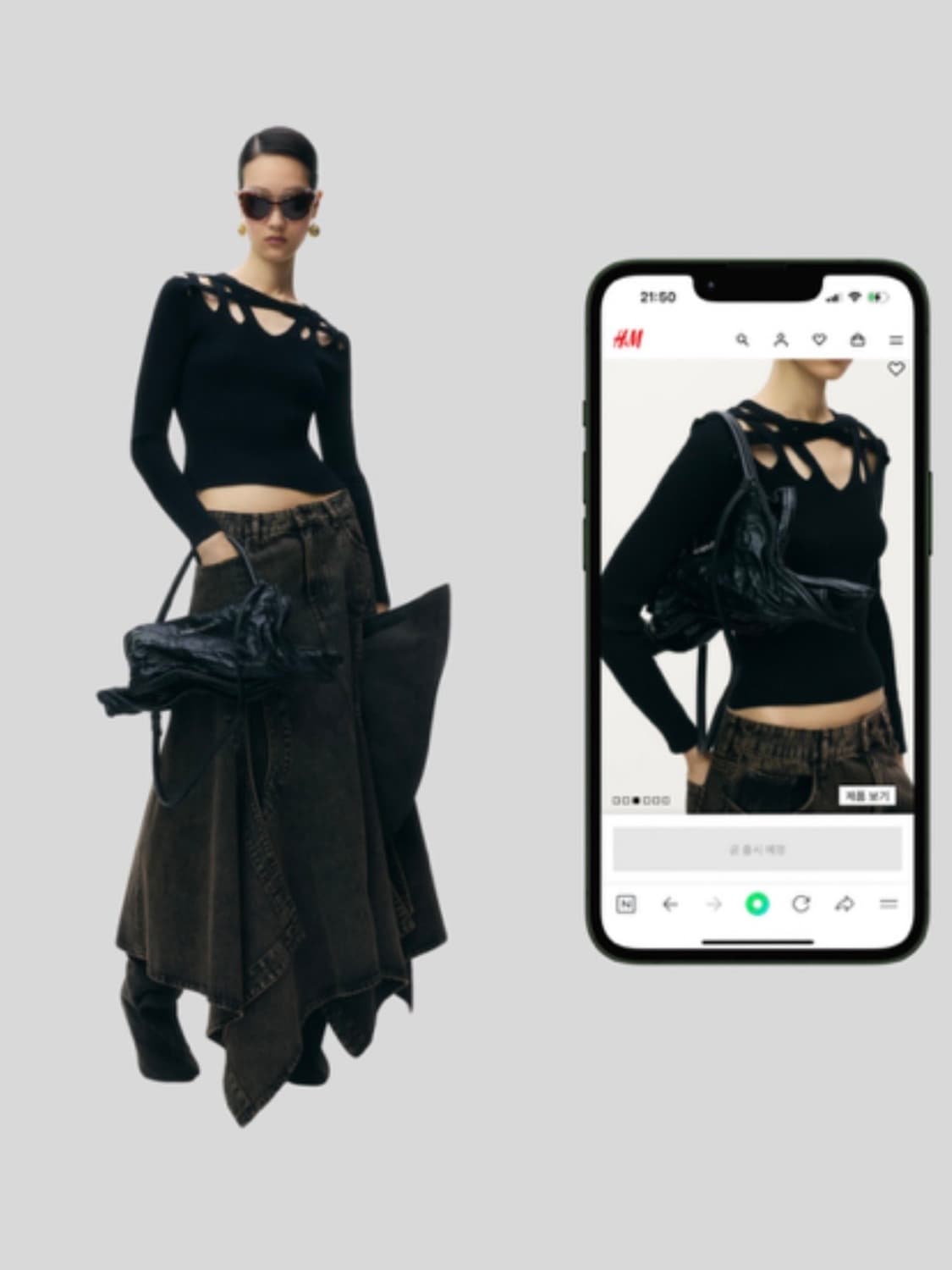 H&m x 글렌마틴스 컷아웃니트탑 m 상품이미지2