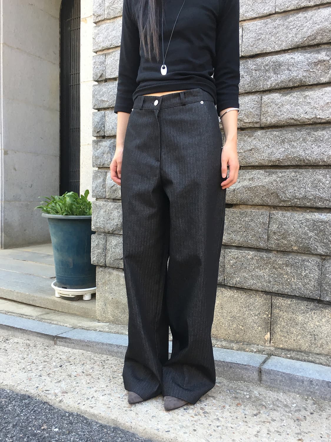 미엔느 mienne 마르 헤링본 와이드팬츠 상품이미지3