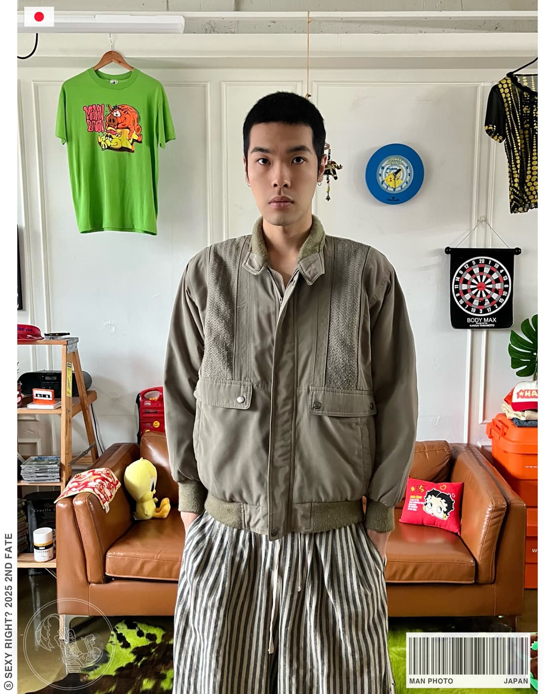 -90s Man Photo Knit Trim Bomber Jakcet 상품이미지1