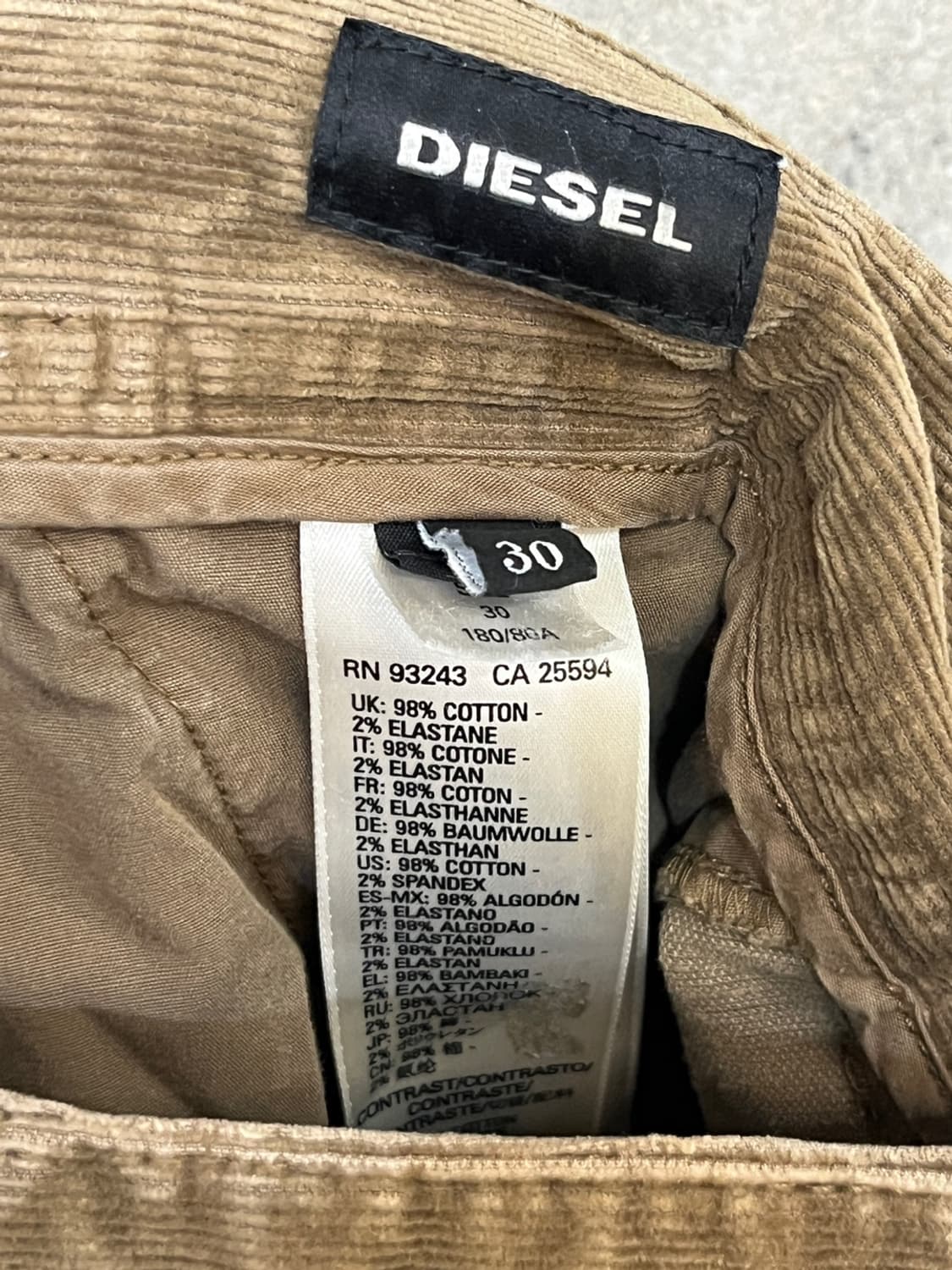 디젤 브라운 코듀로이 팬츠 상품이미지5