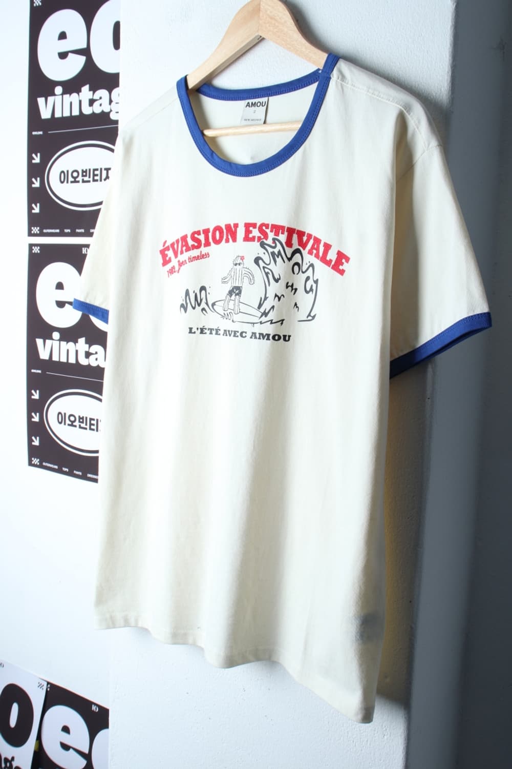 (L-XL) 아모우 반팔 티셔츠 링거 아이보리 올드스쿨-H33170 상품이미지1