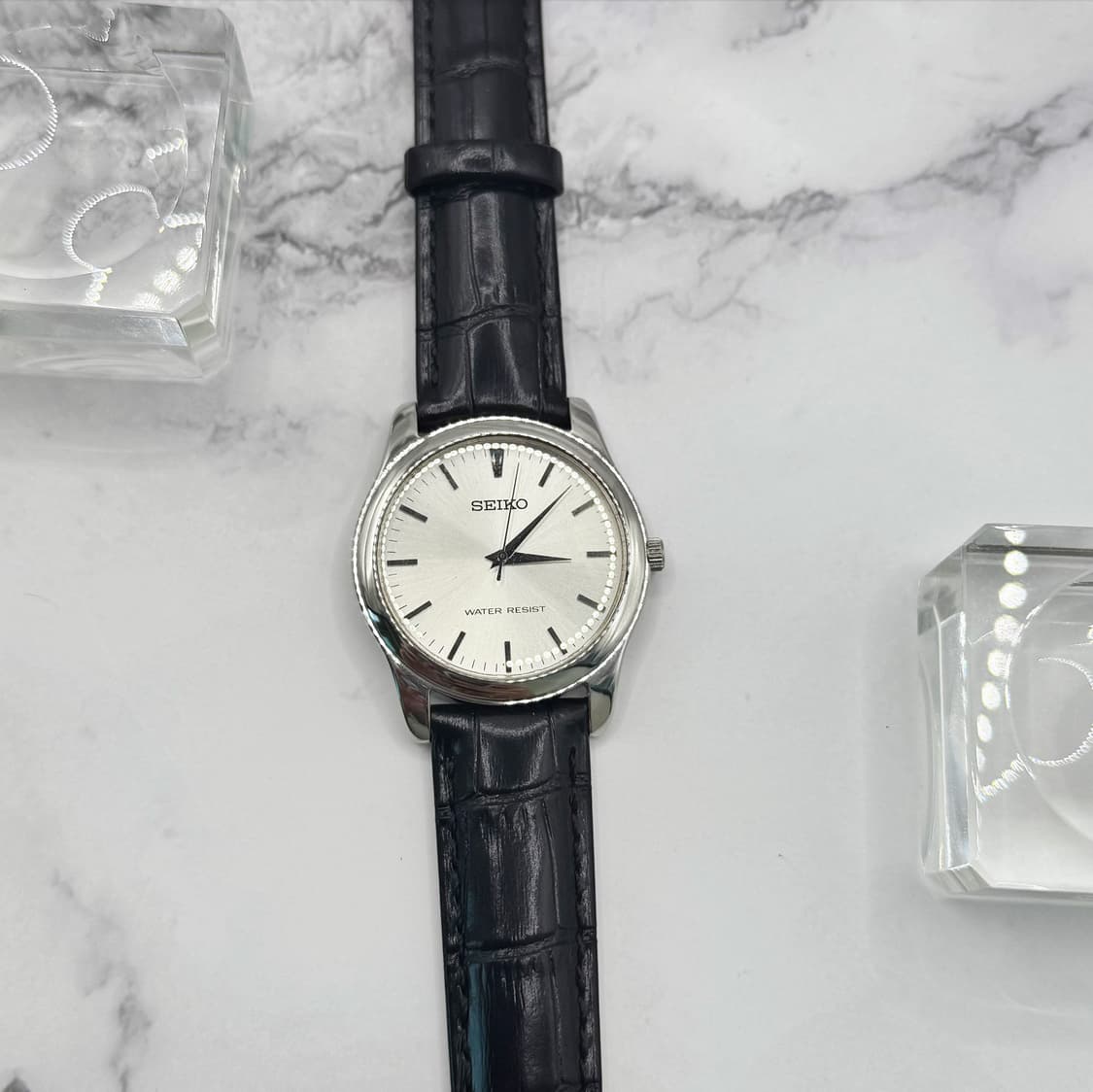 90s00s 빈티지 세이코 미니멀리즘 실버 썬레이 드레스 워치 상품이미지5