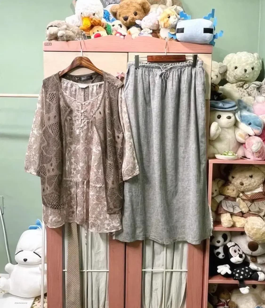 카모메산장 빈티지 모리 히피 코디 상의 세트 상품이미지1