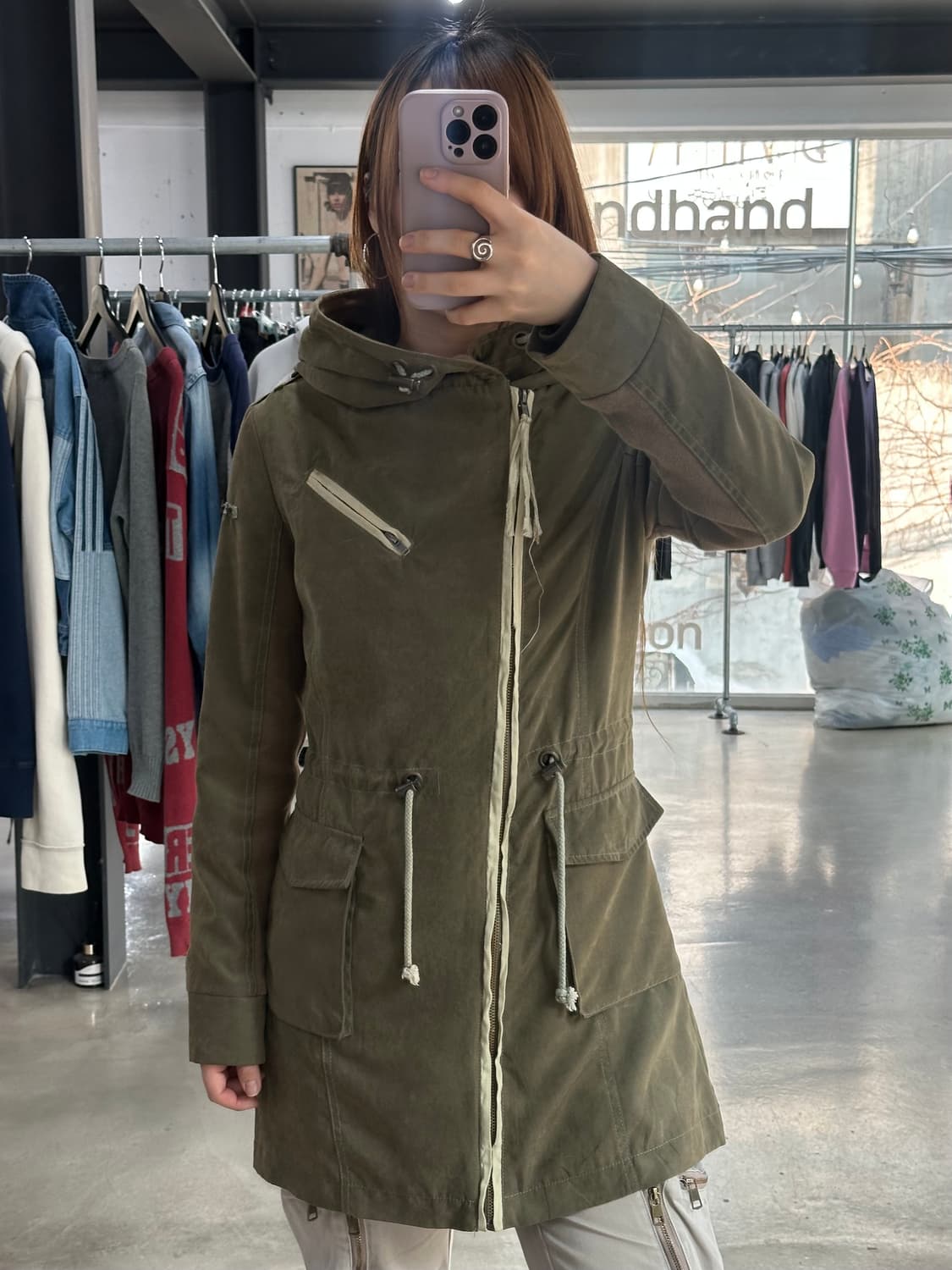 D.i.a Y2k 사선지퍼 카키롱자켓 상품이미지2