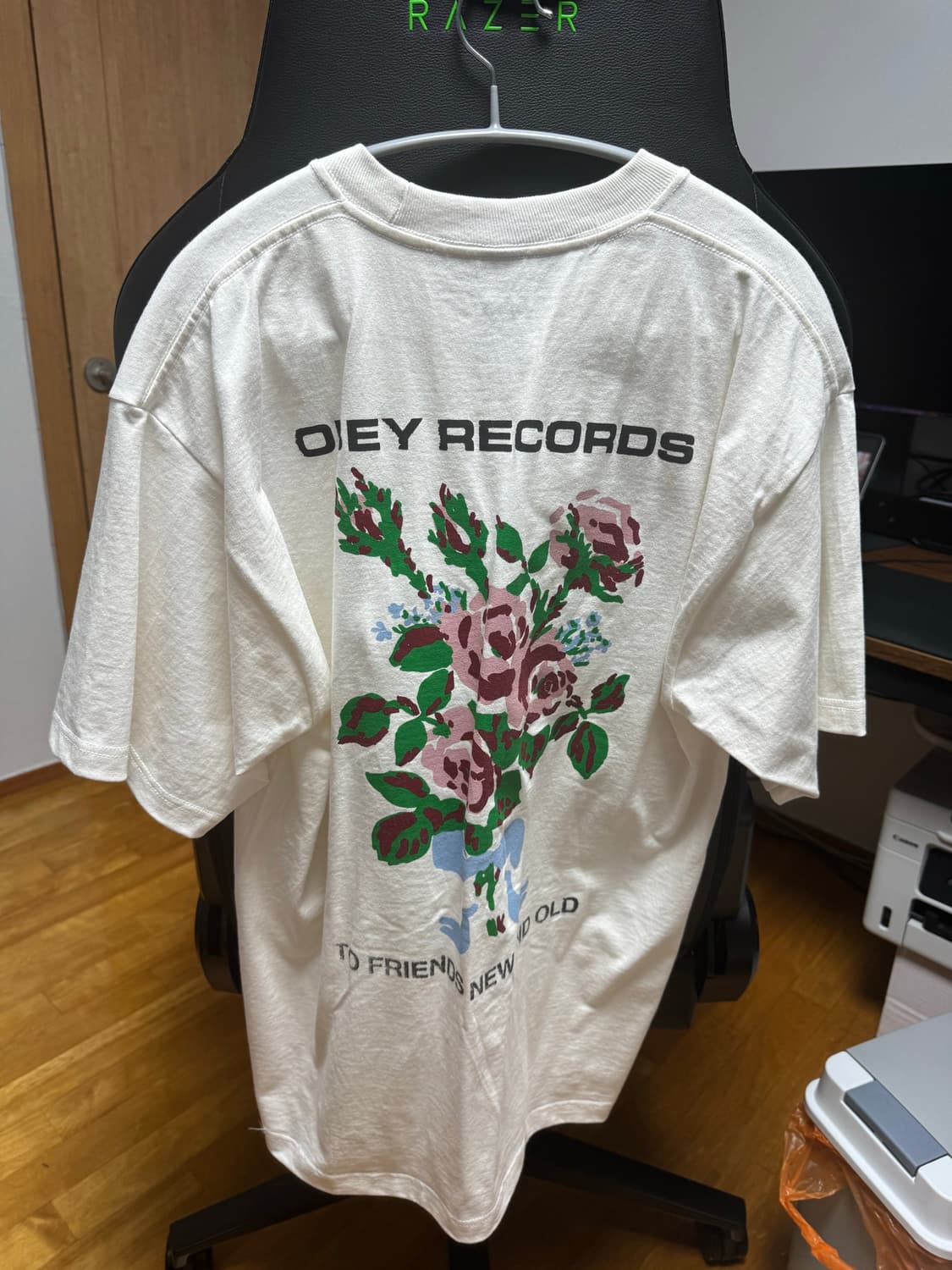 OBEY RECORDS 플라워 프린팅 반팔티 L 상품이미지2