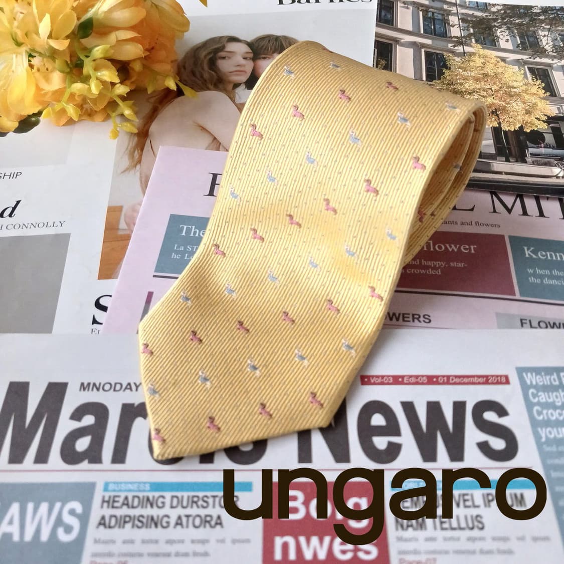 웅가로 옴므 실크 강아지 패턴 넥타이 8.7cm A+등급 A19380
 상품이미지1