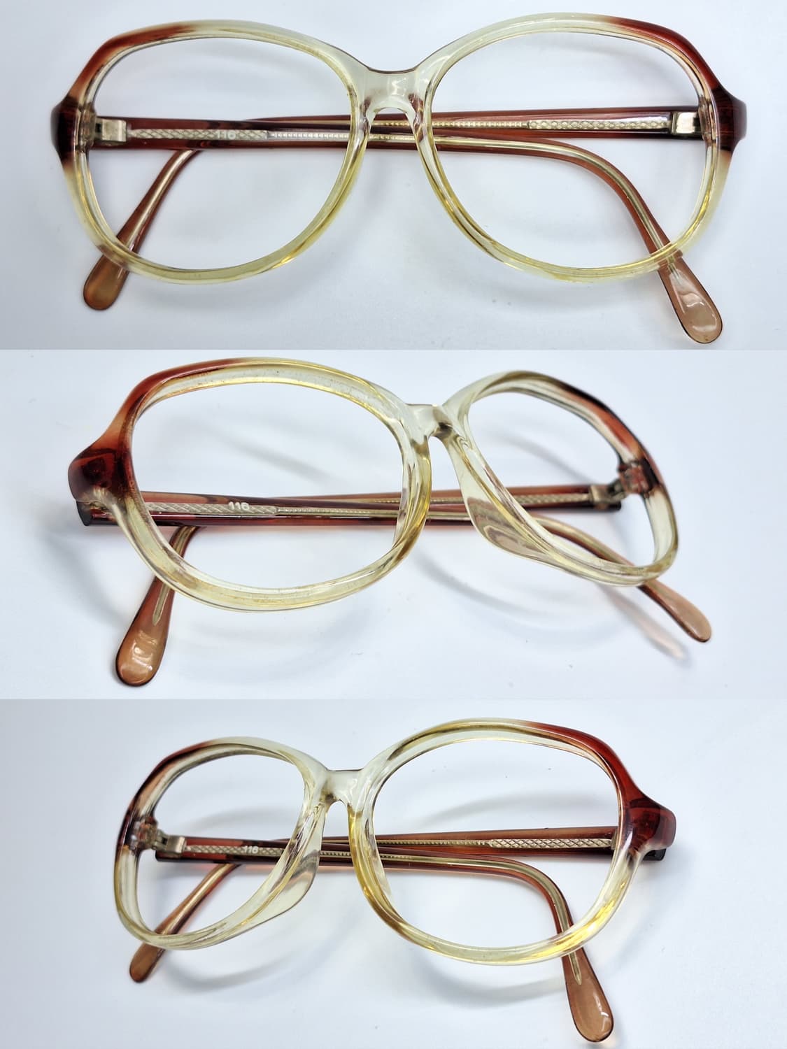 90s 일본 빈티지 샴페인 옐로우 브라운 안경테 모델 116 /수입 패션 상품이미지2