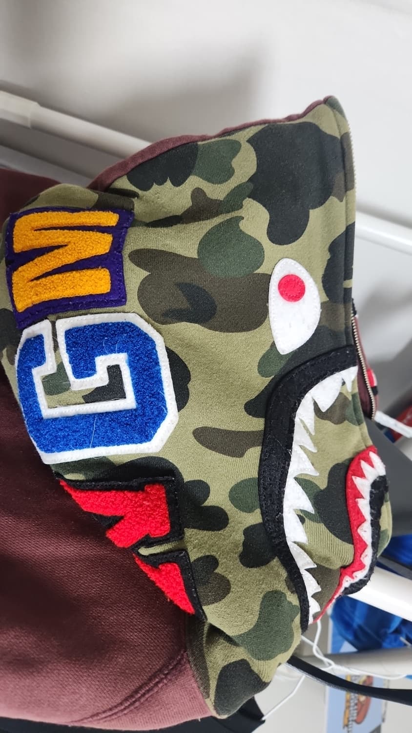 베이프 반카모 샤크 후드집업 버건디 L 상품이미지3