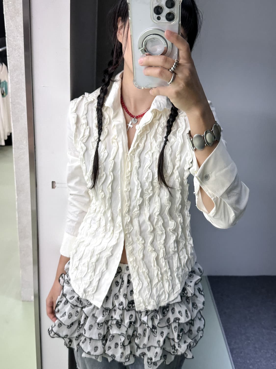 ivory frill pannel shirt 상품이미지1