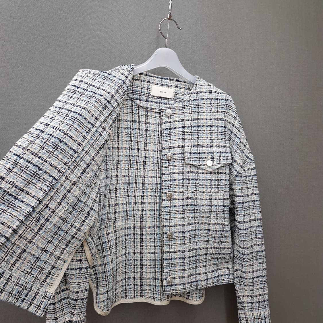 한섬 시스템  트위드 크롭 자켓 82-90-160사이즈 (택달린 새제품) 상품이미지6