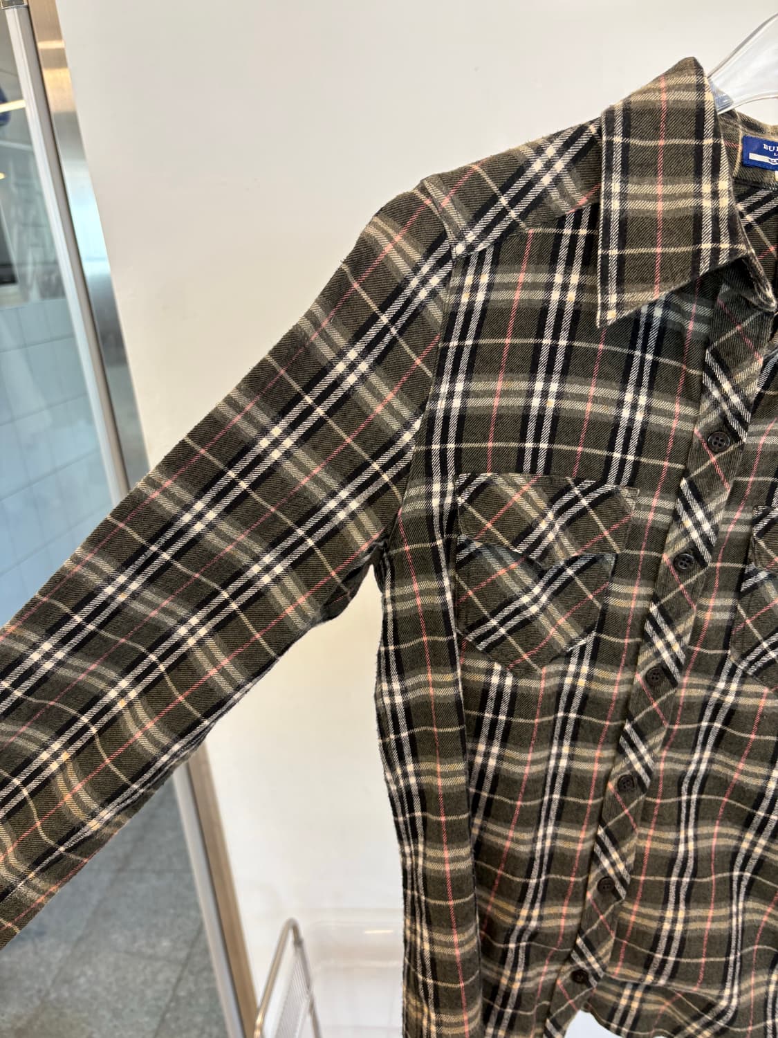 BERBERRY khaki pink check shirt 상품이미지5