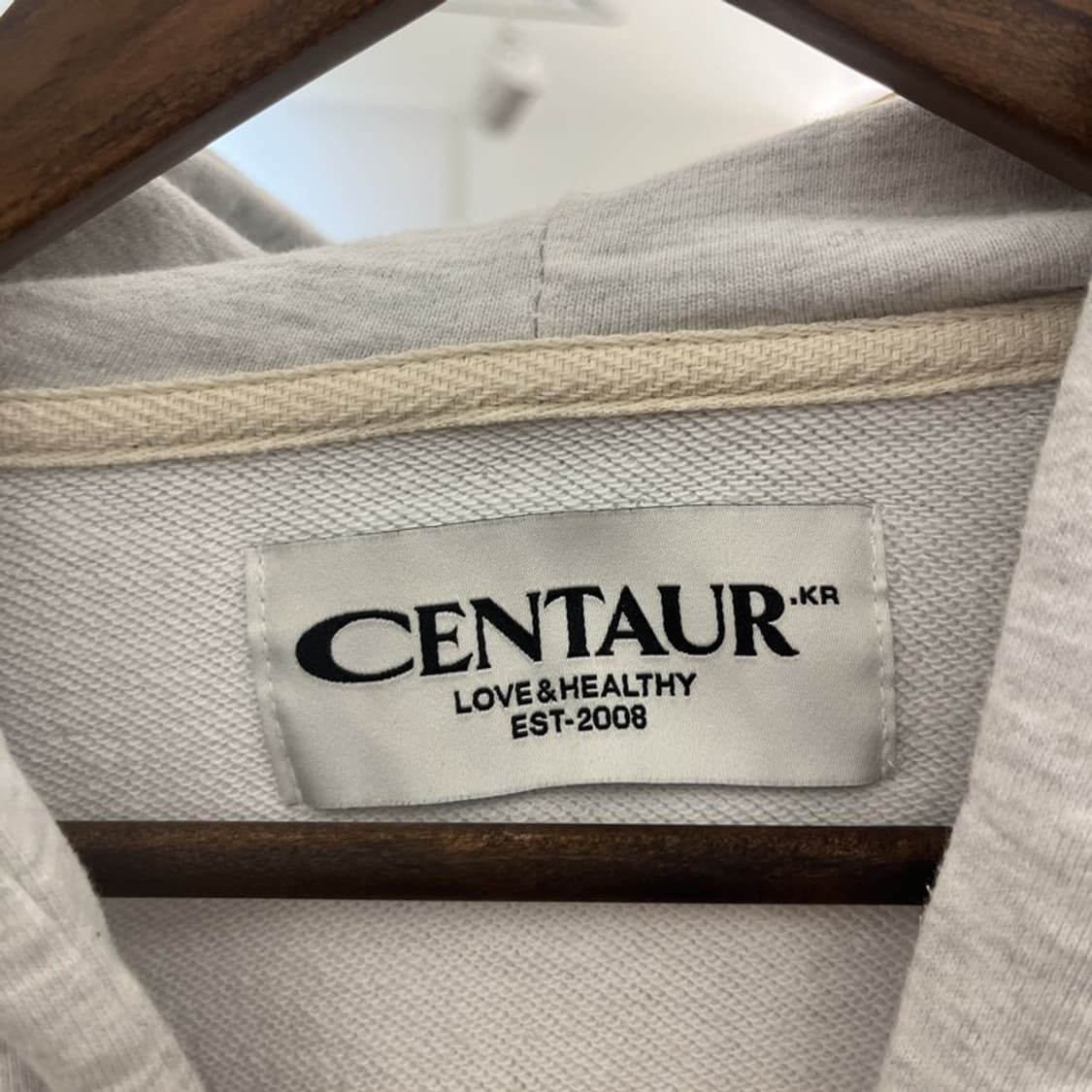 센토로 빈티지 캐주얼 멜란지 화이트 크림 후드티 M C10786 상품이미지5