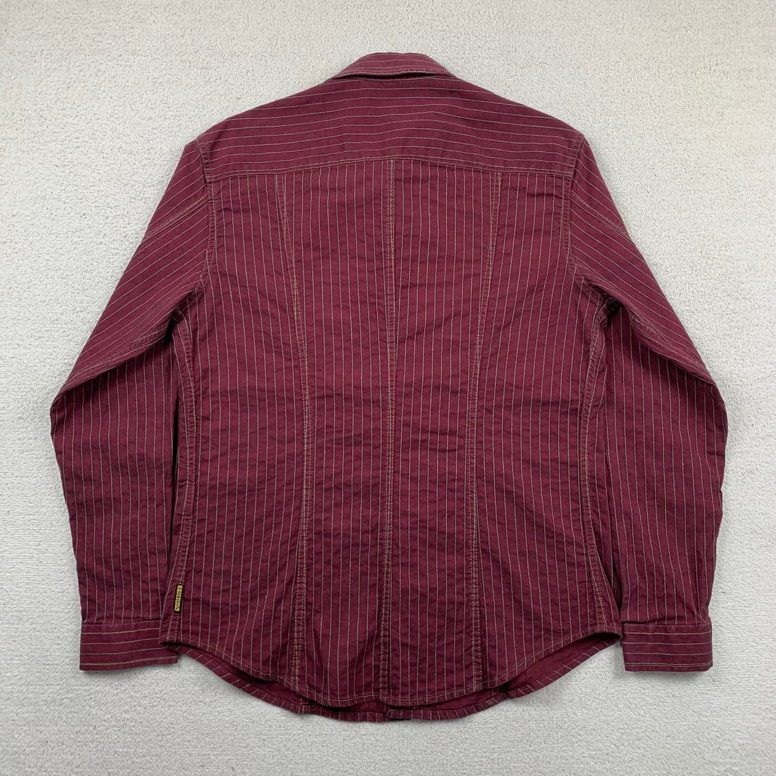 아르마니 진스 트윌 코튼 사선 포켓 버건디 스트라이프 셔츠 상품이미지2