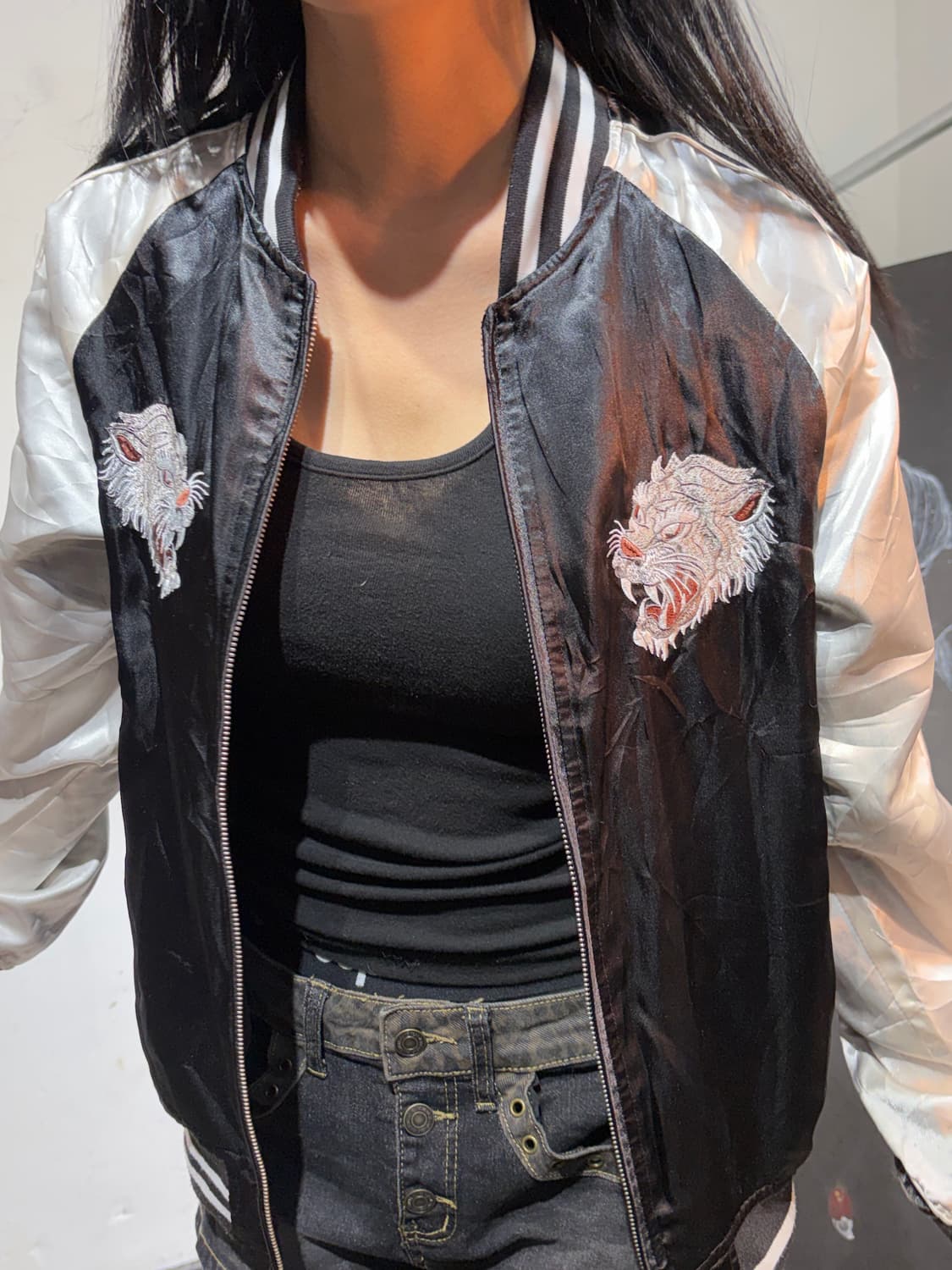 JPN 백호 오리엔탈 자수 스카잔 일본 빈티지 수니베어 스카쟌 M 상품이미지5