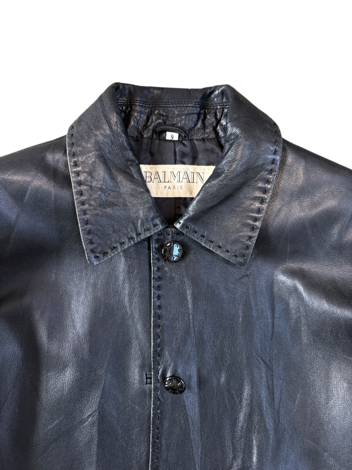 90's balmain leather stitch jacket 상품이미지2