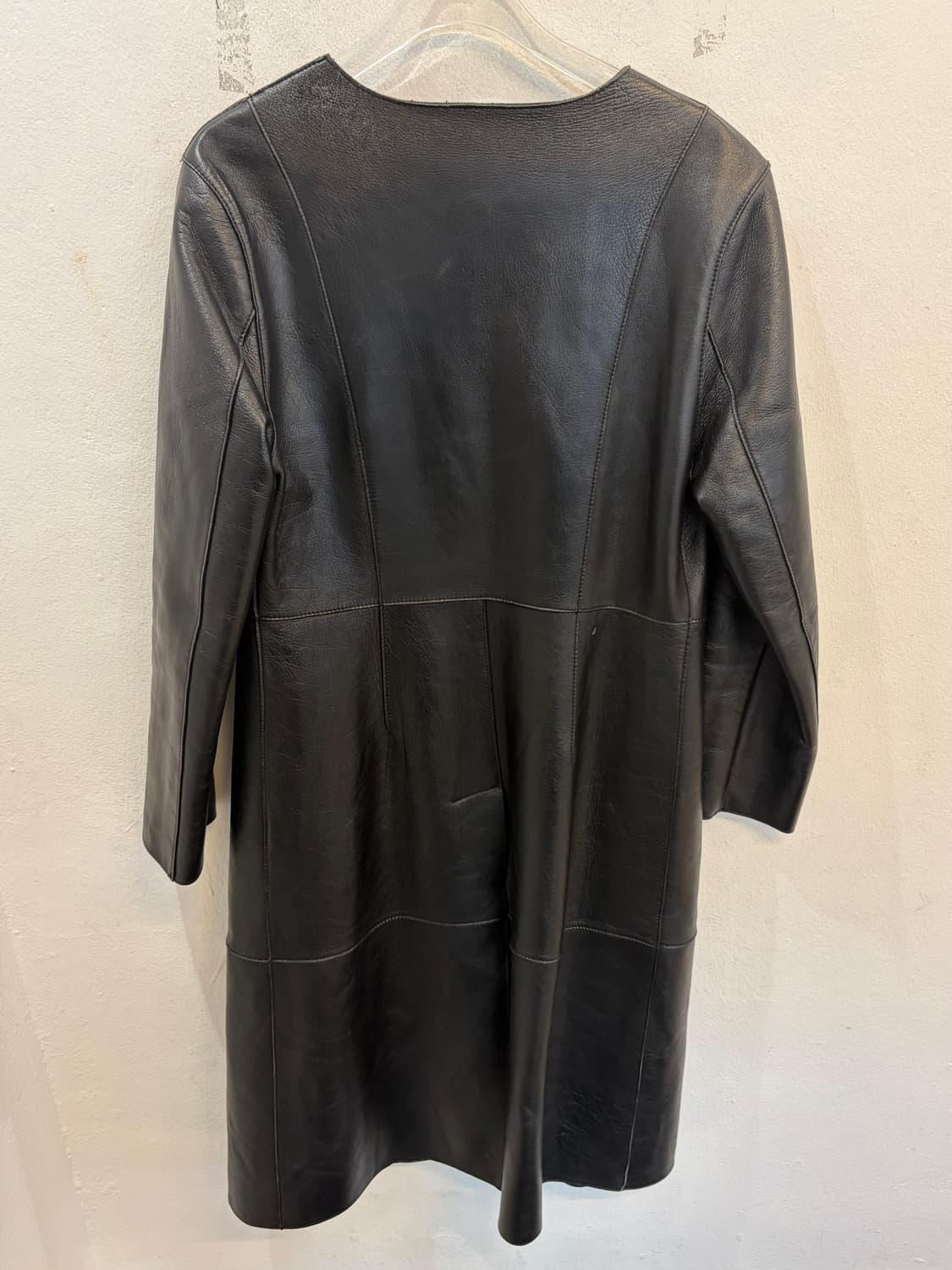 Vintage Black Long Leather Coat 상품이미지5