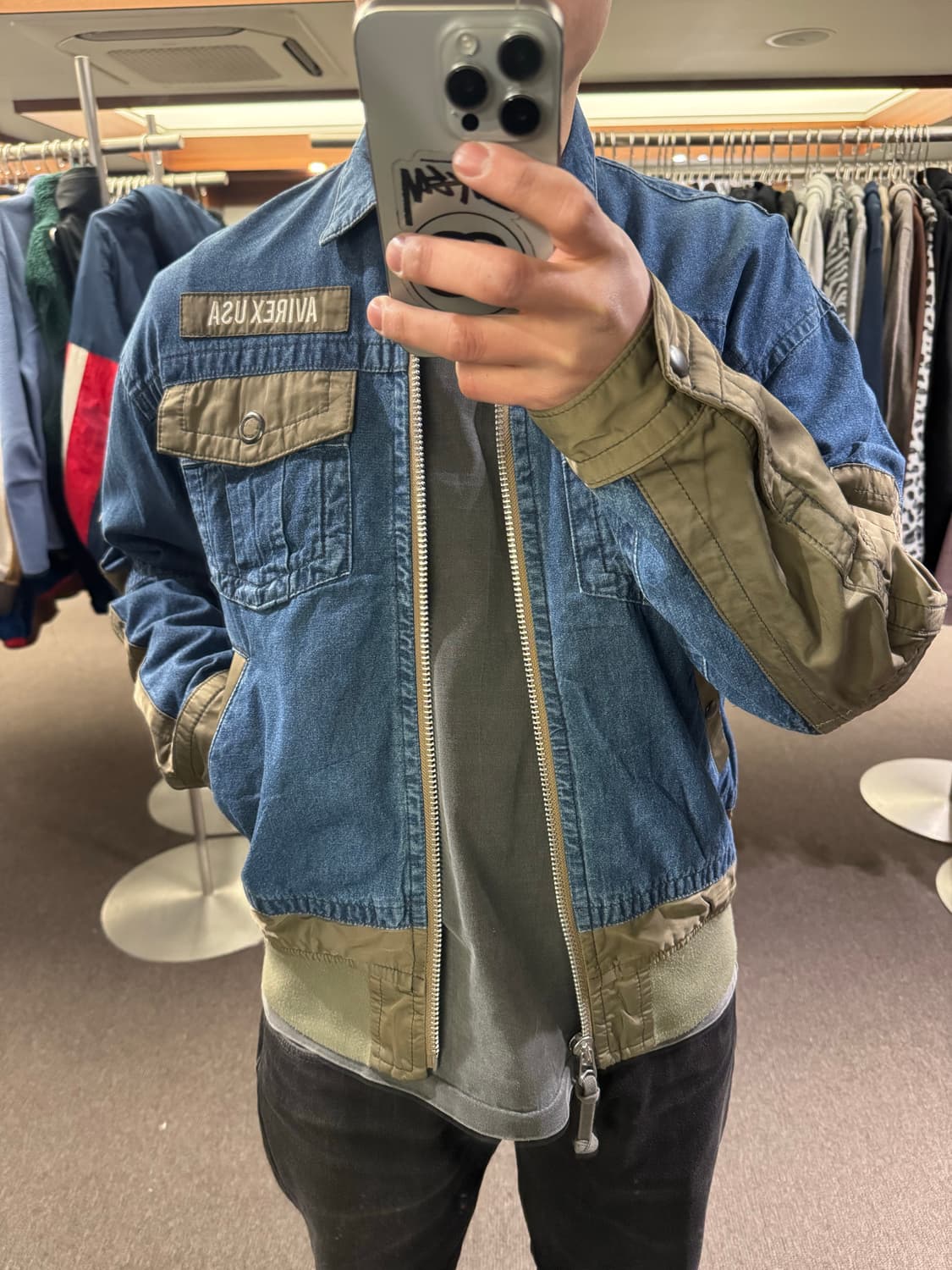 M)AVIREX USA 빈티지 TYPE BLUE 데님 집업 자켓 상품이미지1