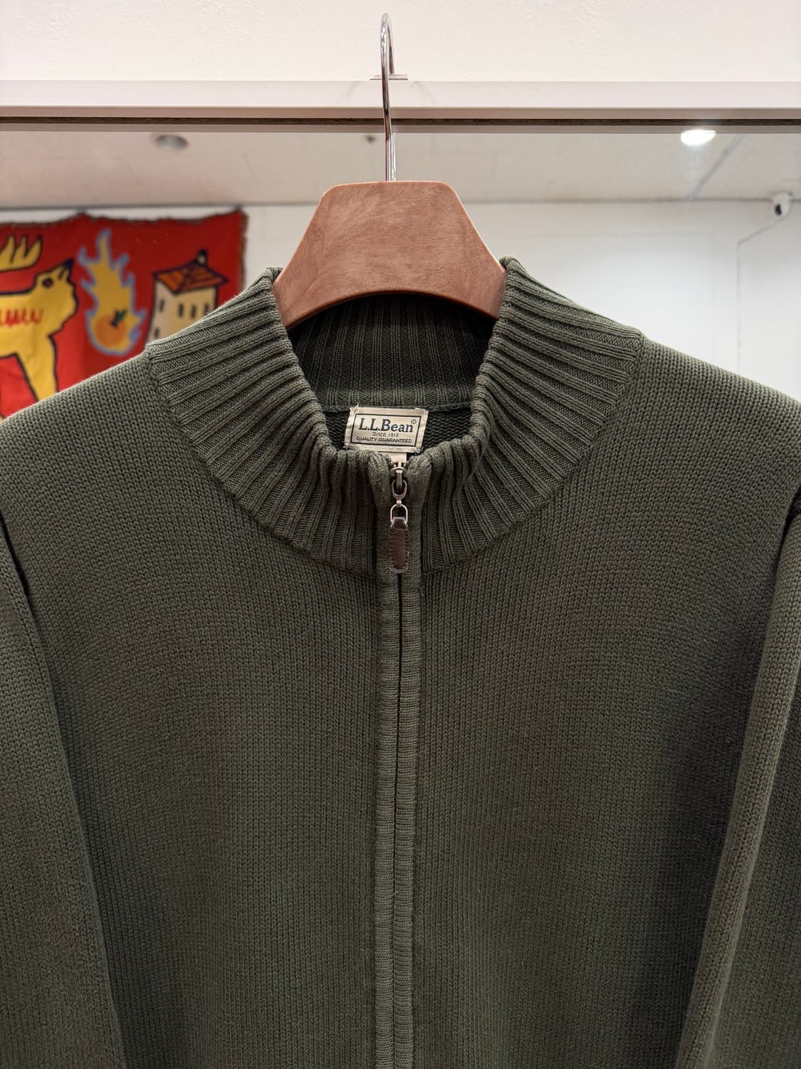 00s L.L.Bean 엘엘빈 코튼 니트 집업 (khaki) 상품이미지3