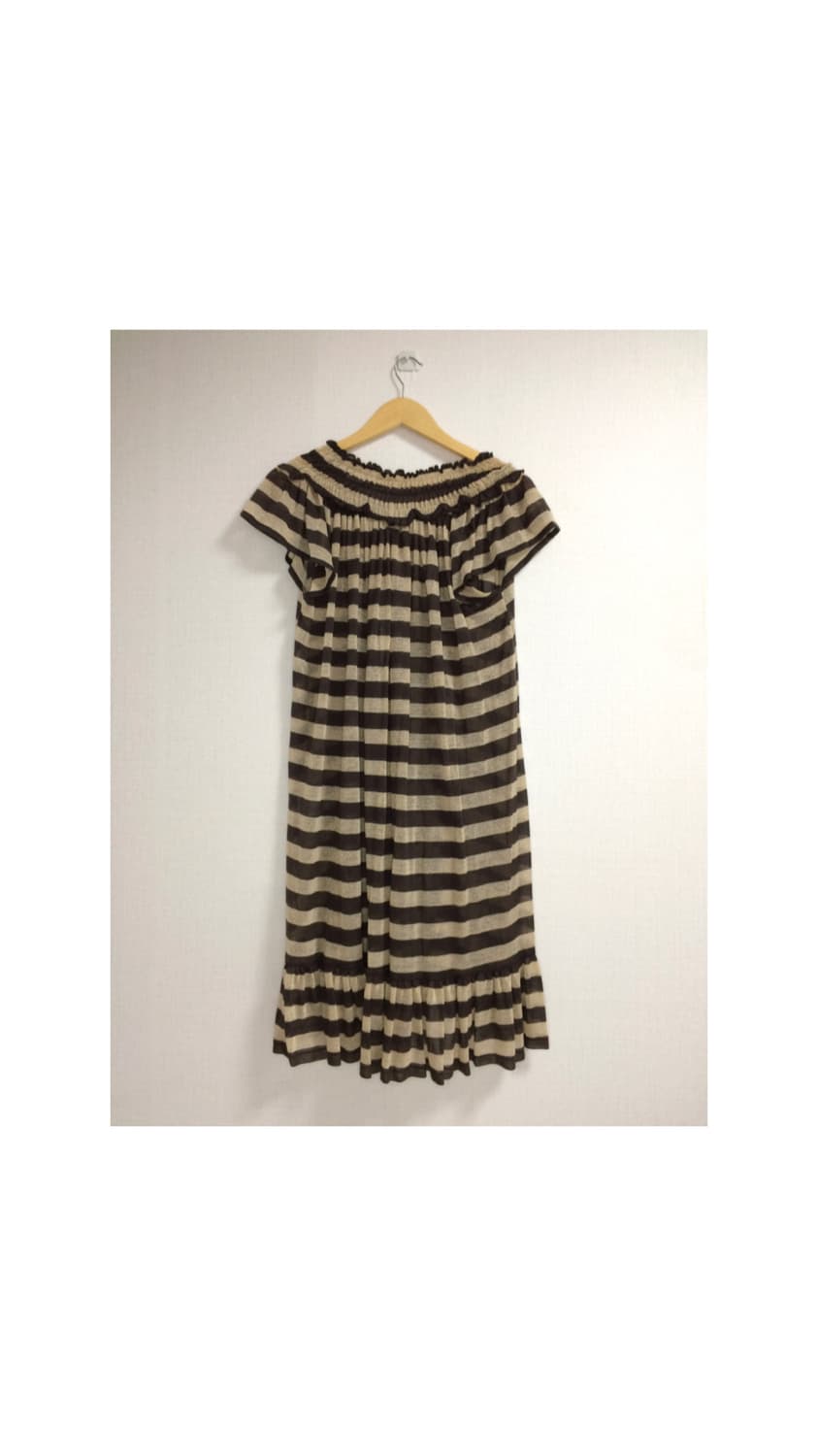 스나오 쿠와하라 브라운 스트라이프 셔링 튜닉 원피스 상품이미지5