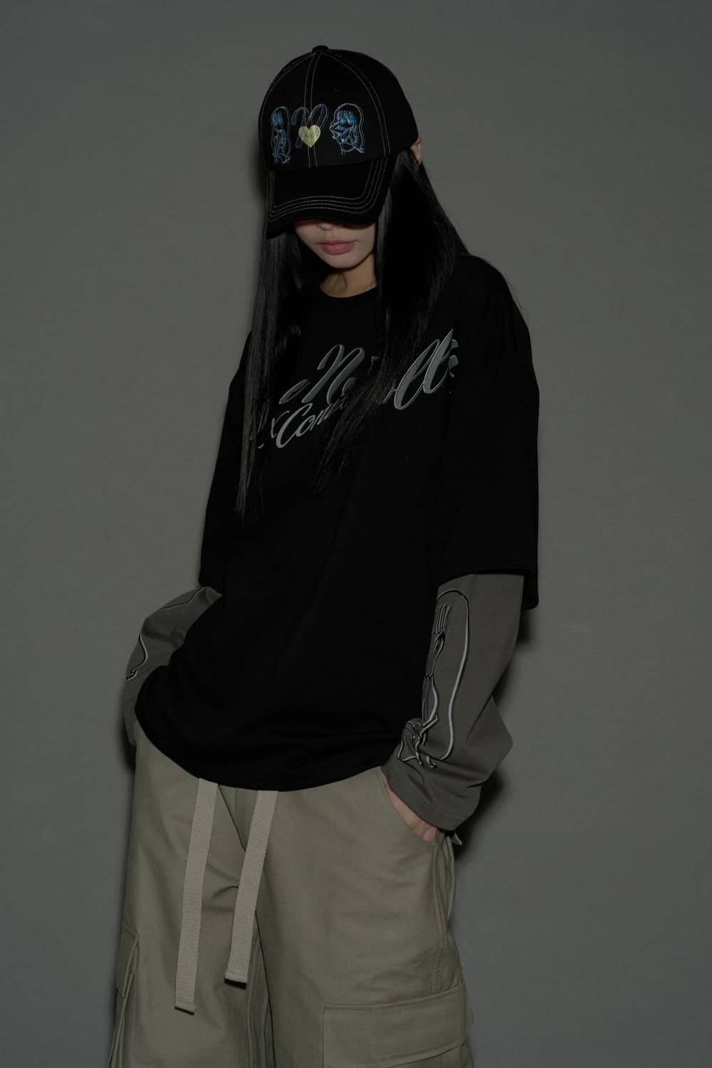 미개봉) 플리즈노팔로우 stitch ball cap (black) 상품이미지1