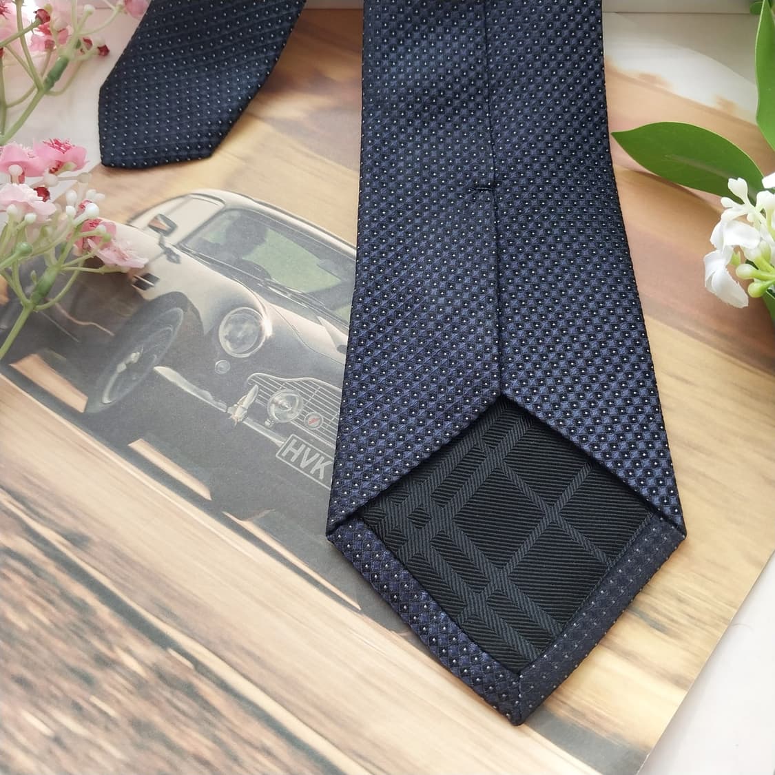 버버리 실크 네이비 도트 텍스처 넥타이 8.4cm A+~A등급 K1890 상품이미지6