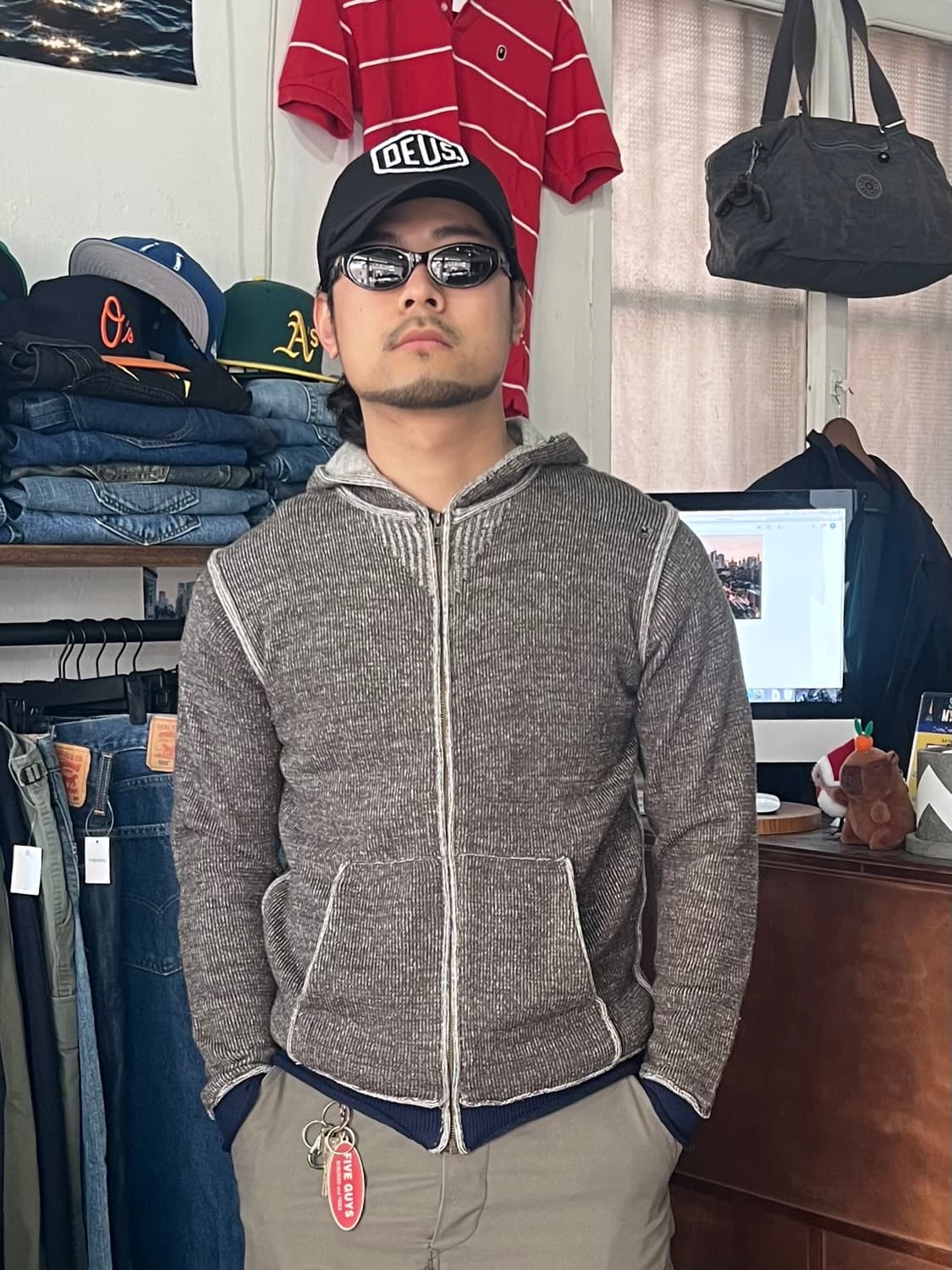 Beams 빔즈 니트 후드 집업 M 상품이미지1