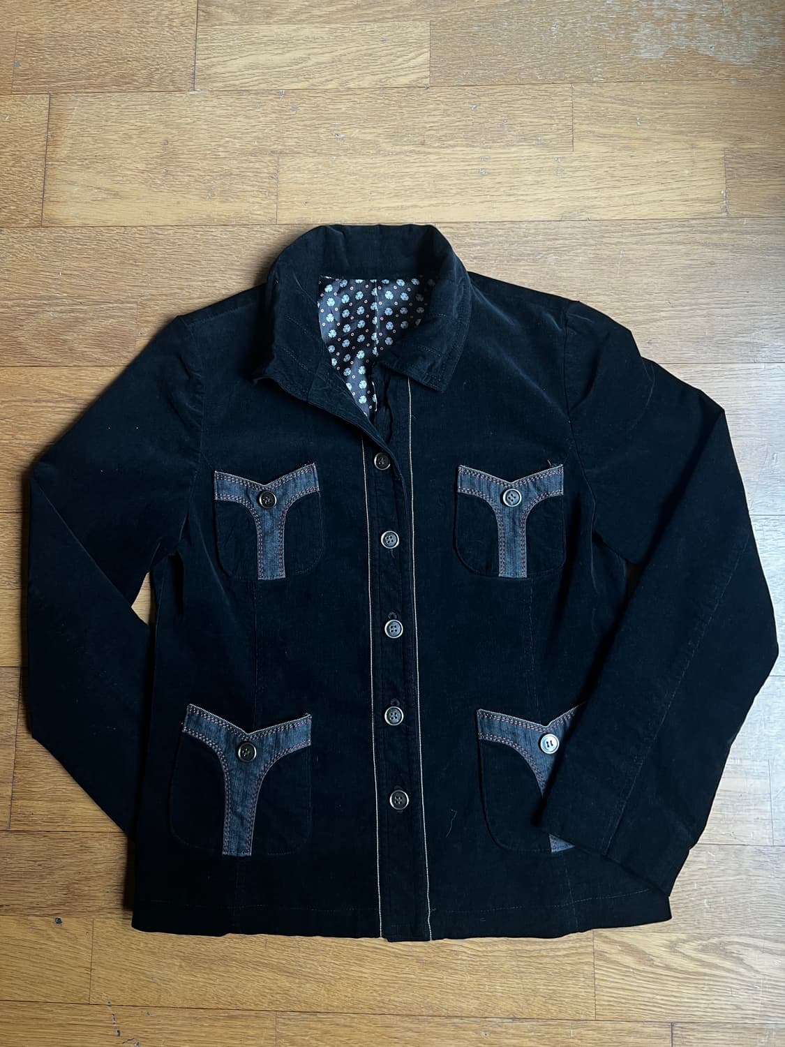 Velvet denim patch jacket 상품이미지1