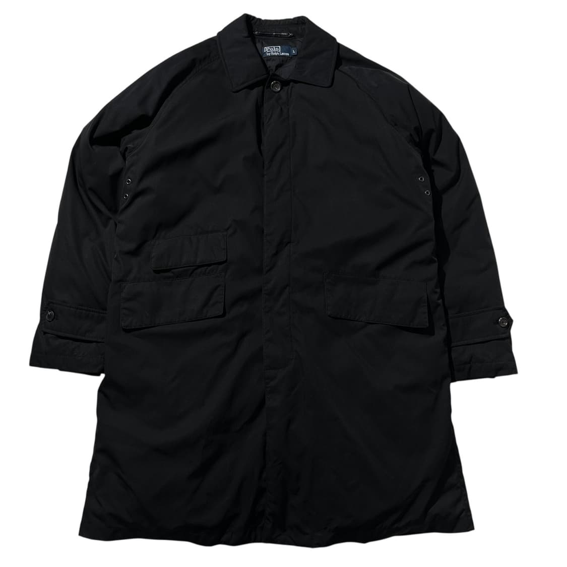 폴로 랄프로렌 구스다운 래글런 싱글 패딩 코트 블랙 상품이미지2