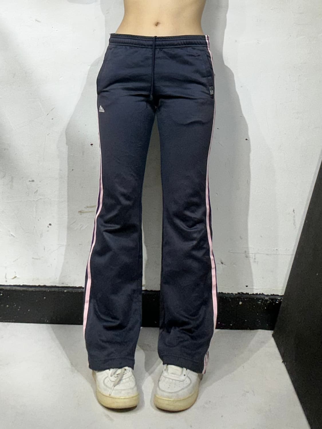  아디다스 네이비 핑크 삼선 와이드 부츠컷 추리닝 바지 트레이닝 팬츠 S 상품이미지2