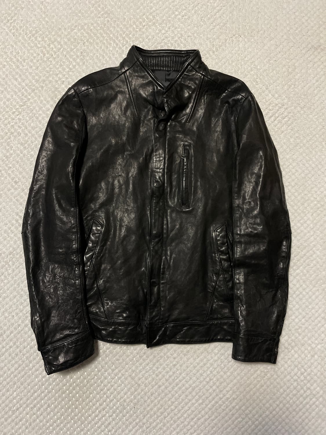 AND Z 웨스턴 무드 램스킨 양가죽 바이커 절개 레더 자켓 상품이미지1