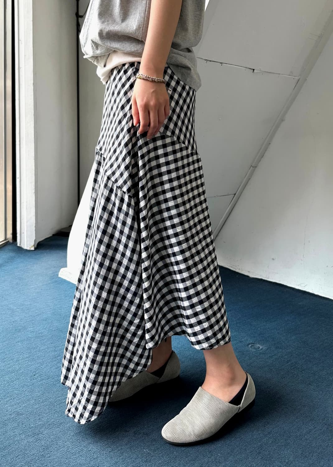 High count rayon tencel  panel skirt 상품이미지9