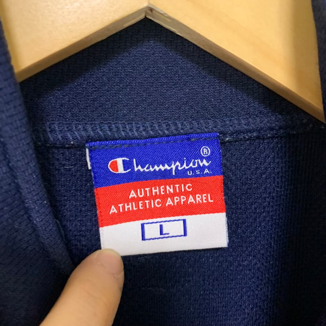 챔피온 네이비 트랙탑 라인 져지 L 남녀공용 빈티지 상품이미지3