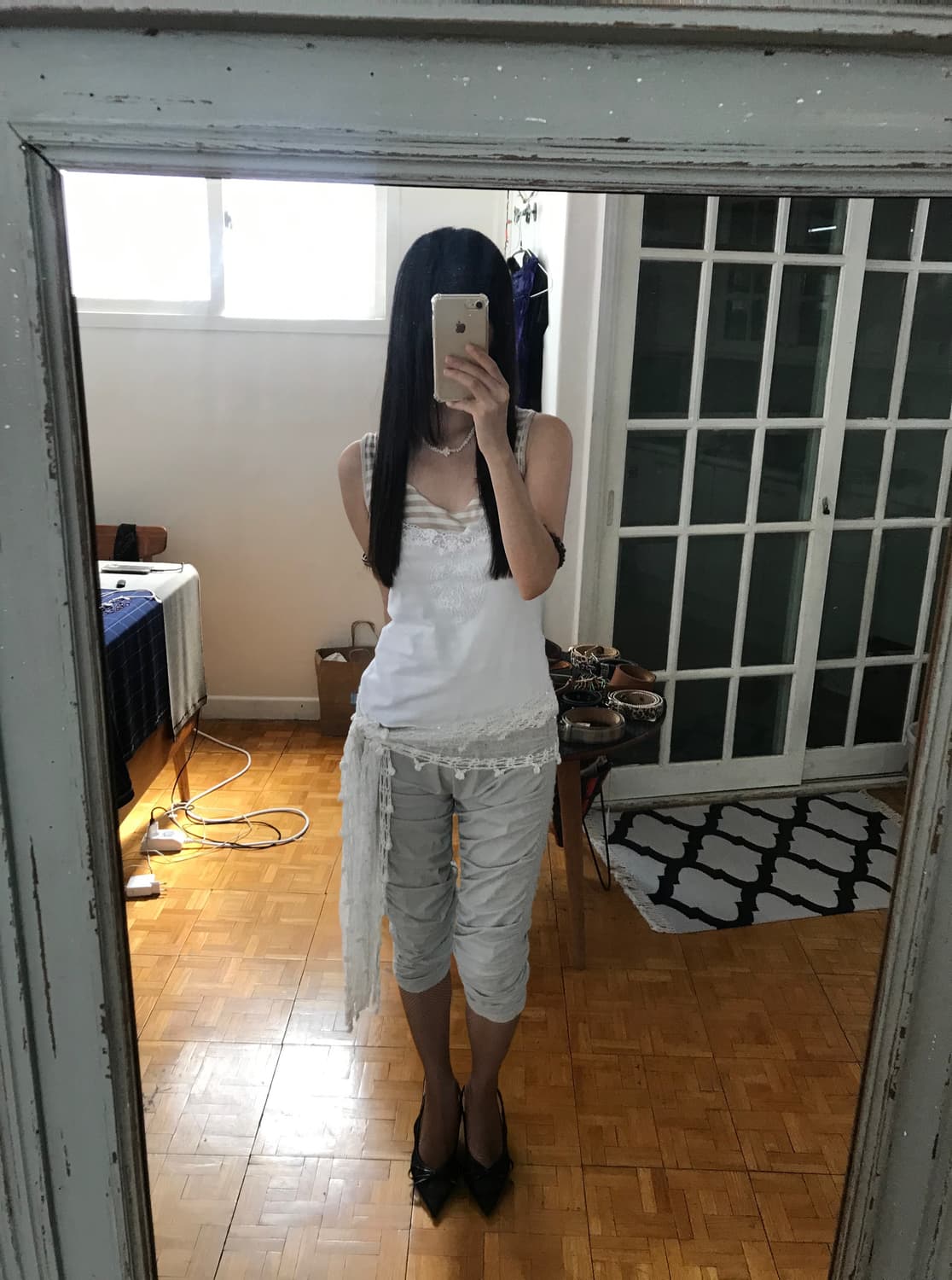 vintage white pattern sleeveless 상품이미지5