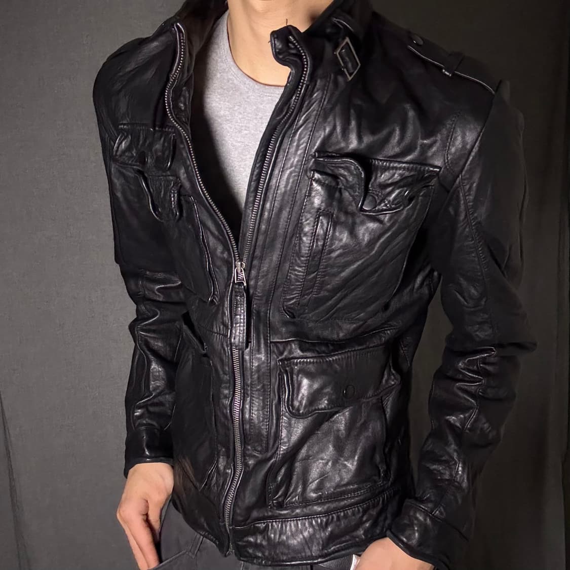 포켓 디테일 양가죽 자켓 상품이미지3