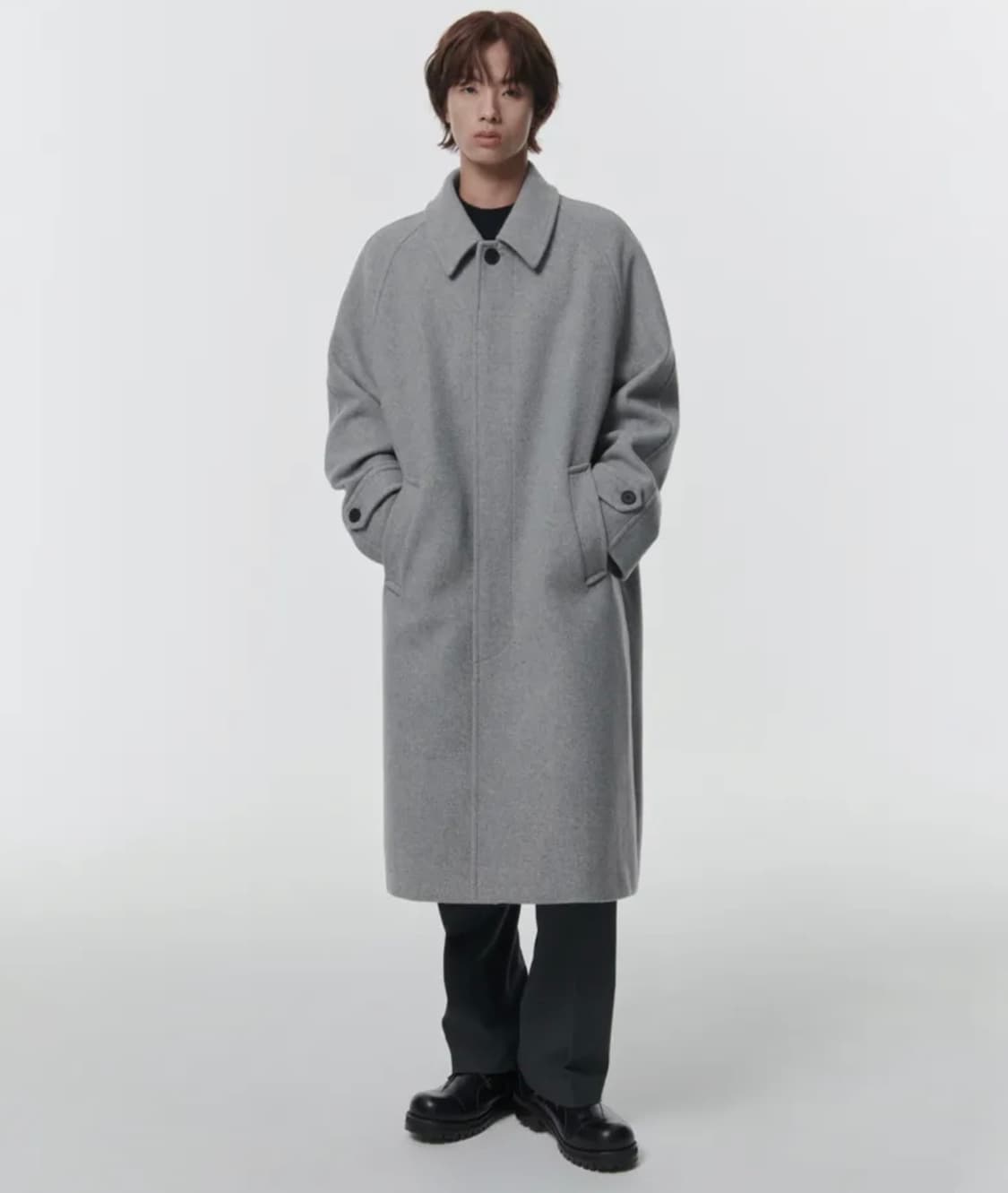 무탠다드 캐시미어 블렌드 오버사이즈 발마칸 코트 헤더그레이 상품이미지1