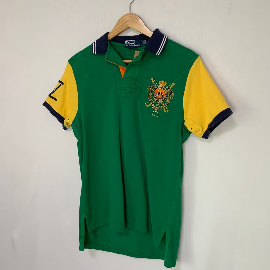 폴로 랄프로렌 그린/옐로우 빅로고 럭비 폴로티 반팔 카라 티셔츠 M 상품이미지2
