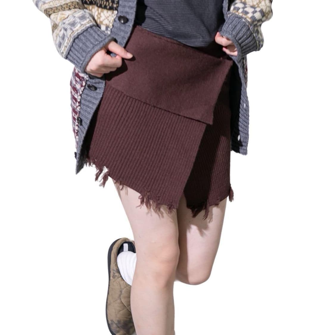 F) PERVERZE 퍼버즈 24시즌 대미지드 니트 케이프 에이프론 상품이미지9