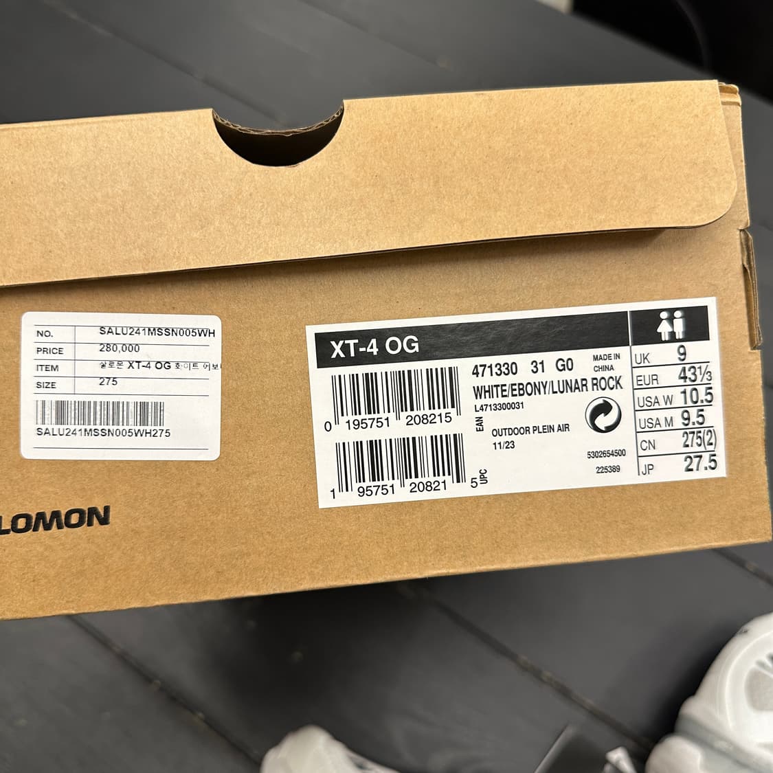 살로몬 XT-4 OG 화이트/루나 락 275mm 상품이미지8