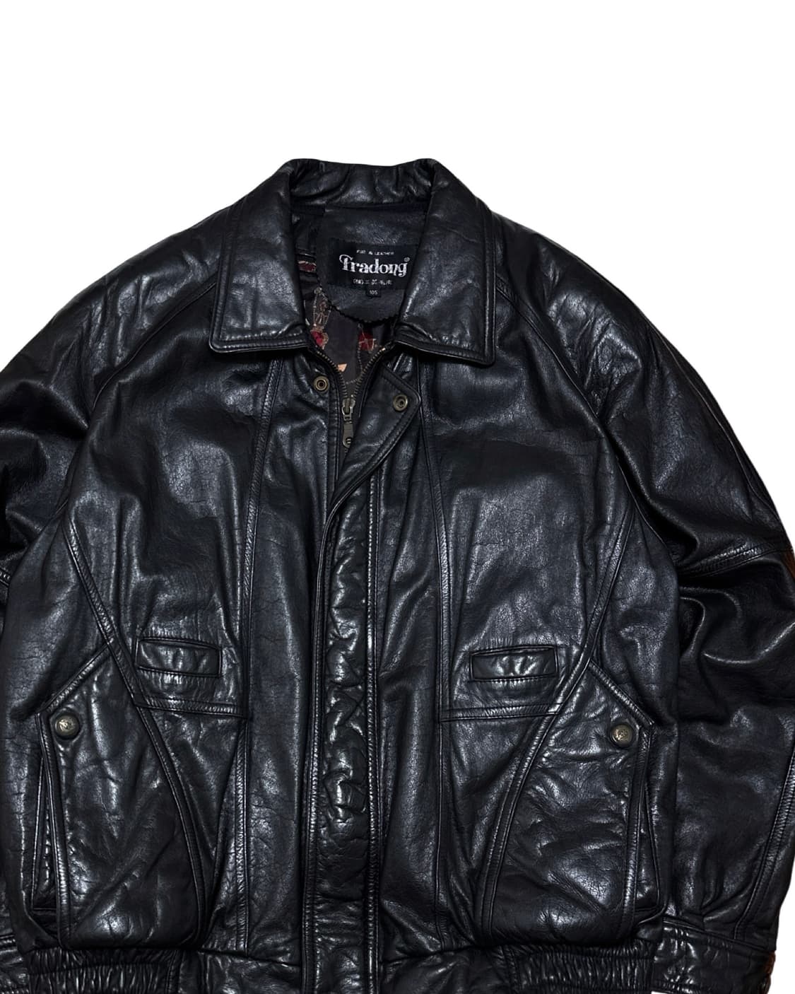 빈티지 가죽 봄버 블루종 자켓 상품이미지2