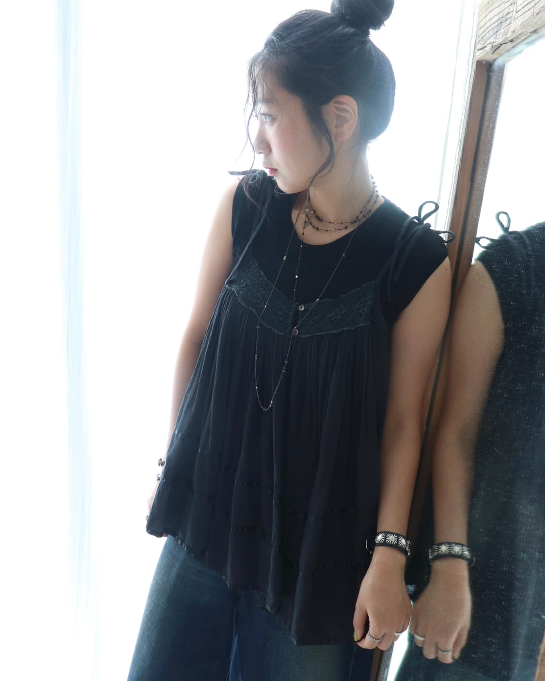 [Beams Boy] Satin Tape Gather Camisole 상품이미지4