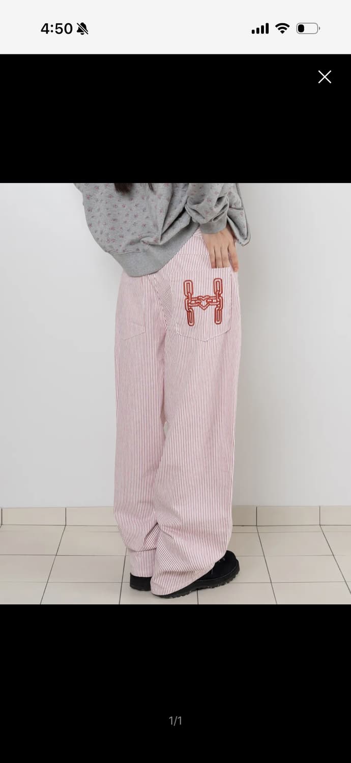 웹하우스 에이치 체인 트윌 팬츠 스트라이프 레드 상품이미지1