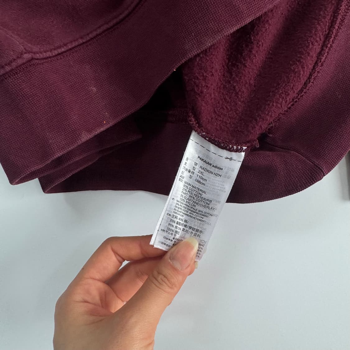 Adidas 아디다스 스몰 파이어로고 와인 후드티 상품이미지6