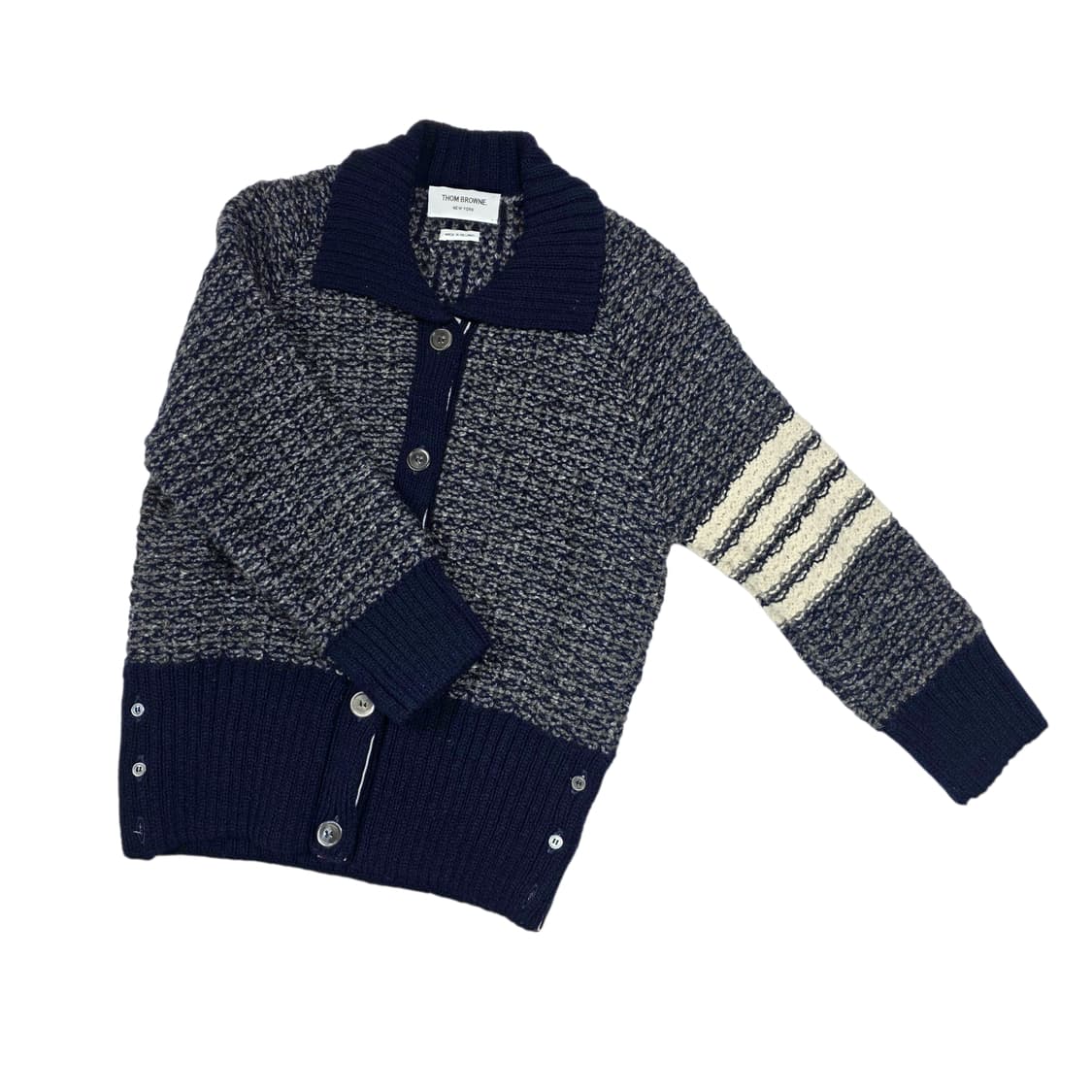 톰브라운 여성 4바 레글런 모헤어 트위드 폴로 가디건 상품이미지6