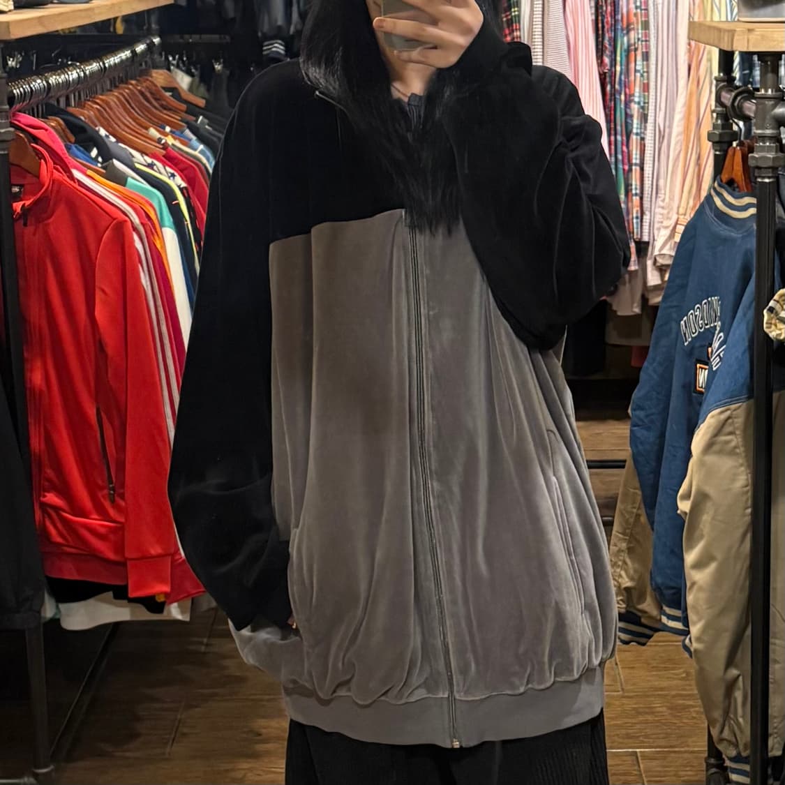 [HI] VTG 벨벳져지 그레이&블랙 배색 상품이미지2