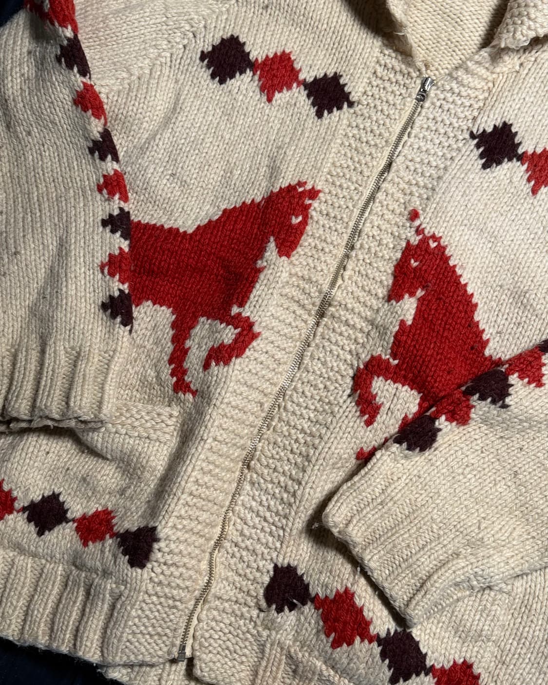 ( 60's 라이트닝 지퍼)  빈티지 홀스패턴 코위찬 스웨터 XL 상품이미지3