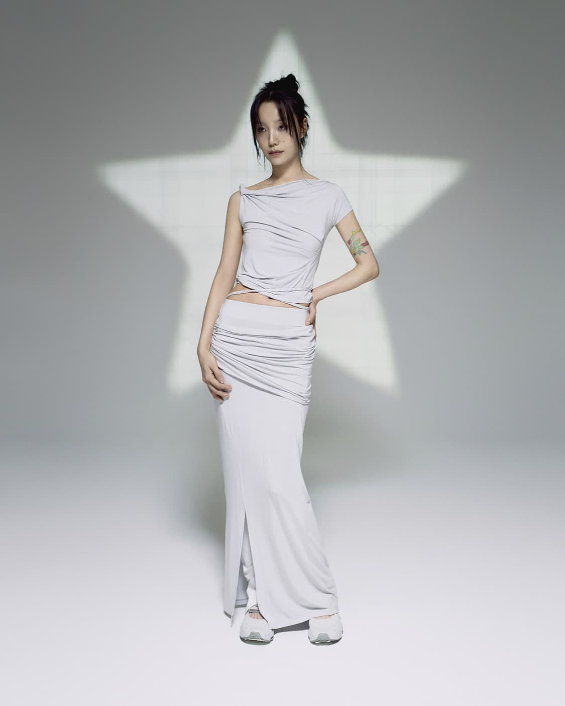 오호스 Layering Draped Maxi Skirt 상품이미지1