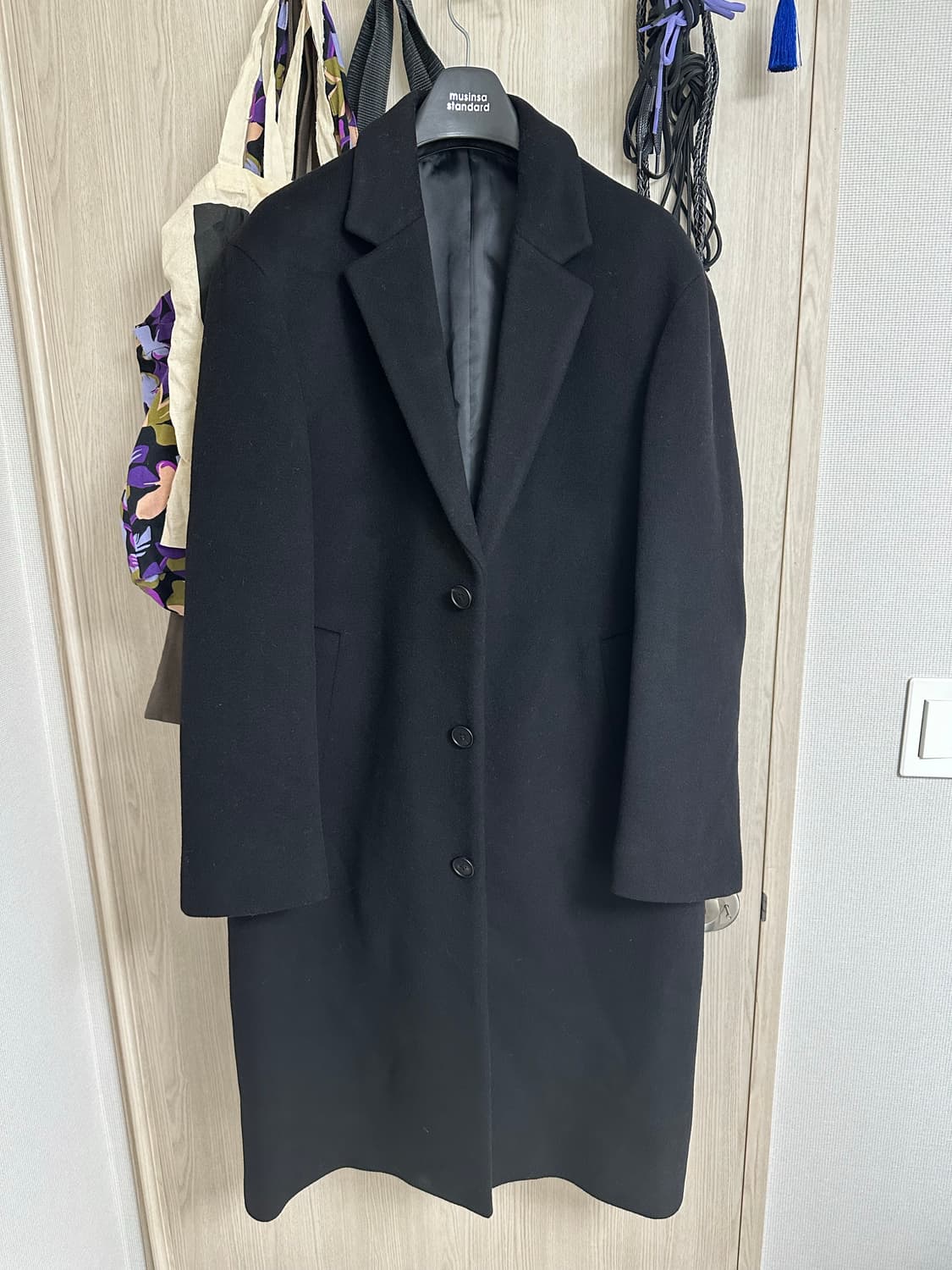 무신사 스탠다드 캐시미어 블렌드 오버사이즈 싱글 코트 [블랙] 상품이미지2