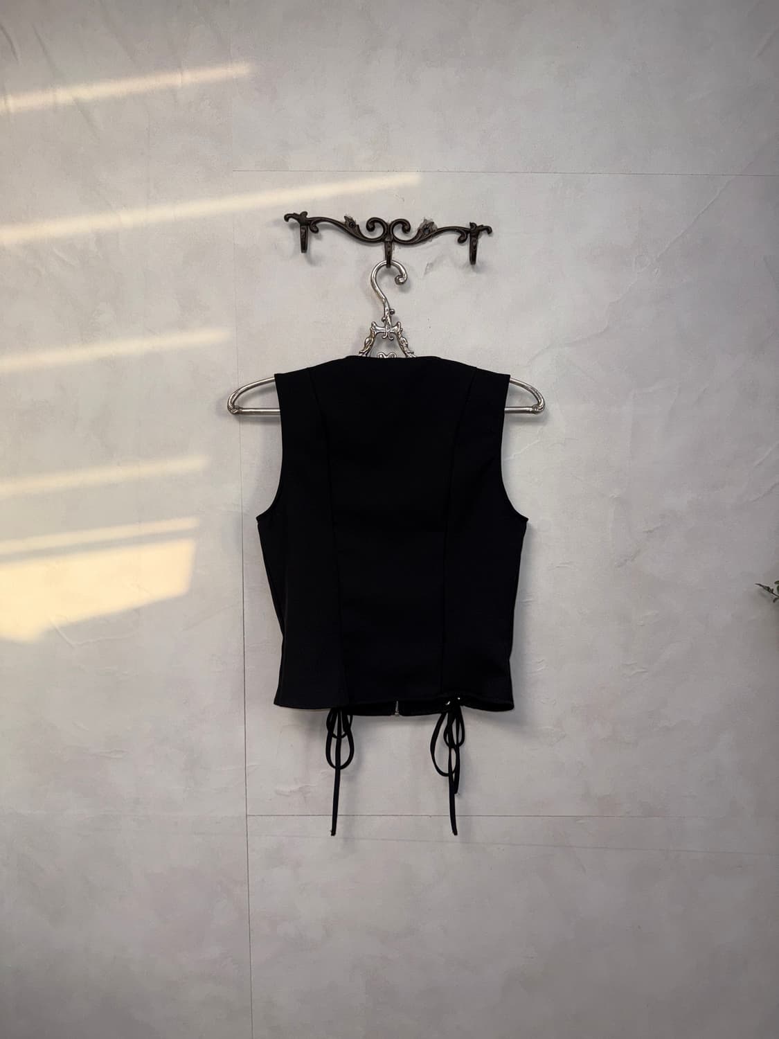 Black corset laceup zipup vest 상품이미지3