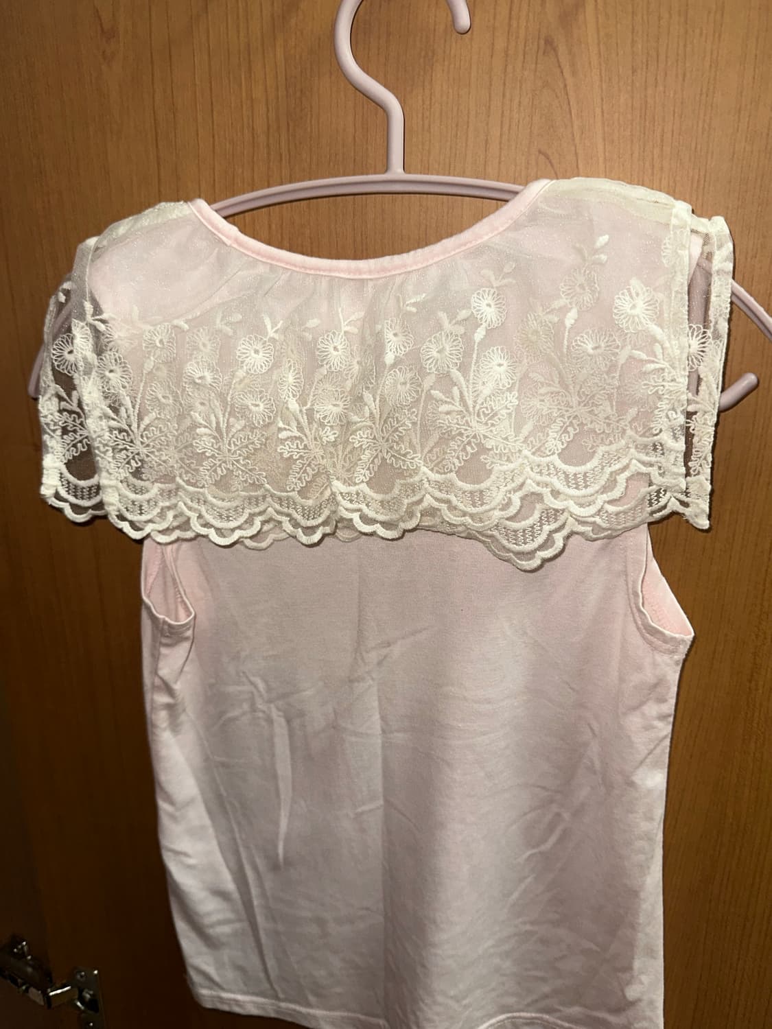 리즈리사 양산형 베이비핑크 레이스 나시 상품이미지2